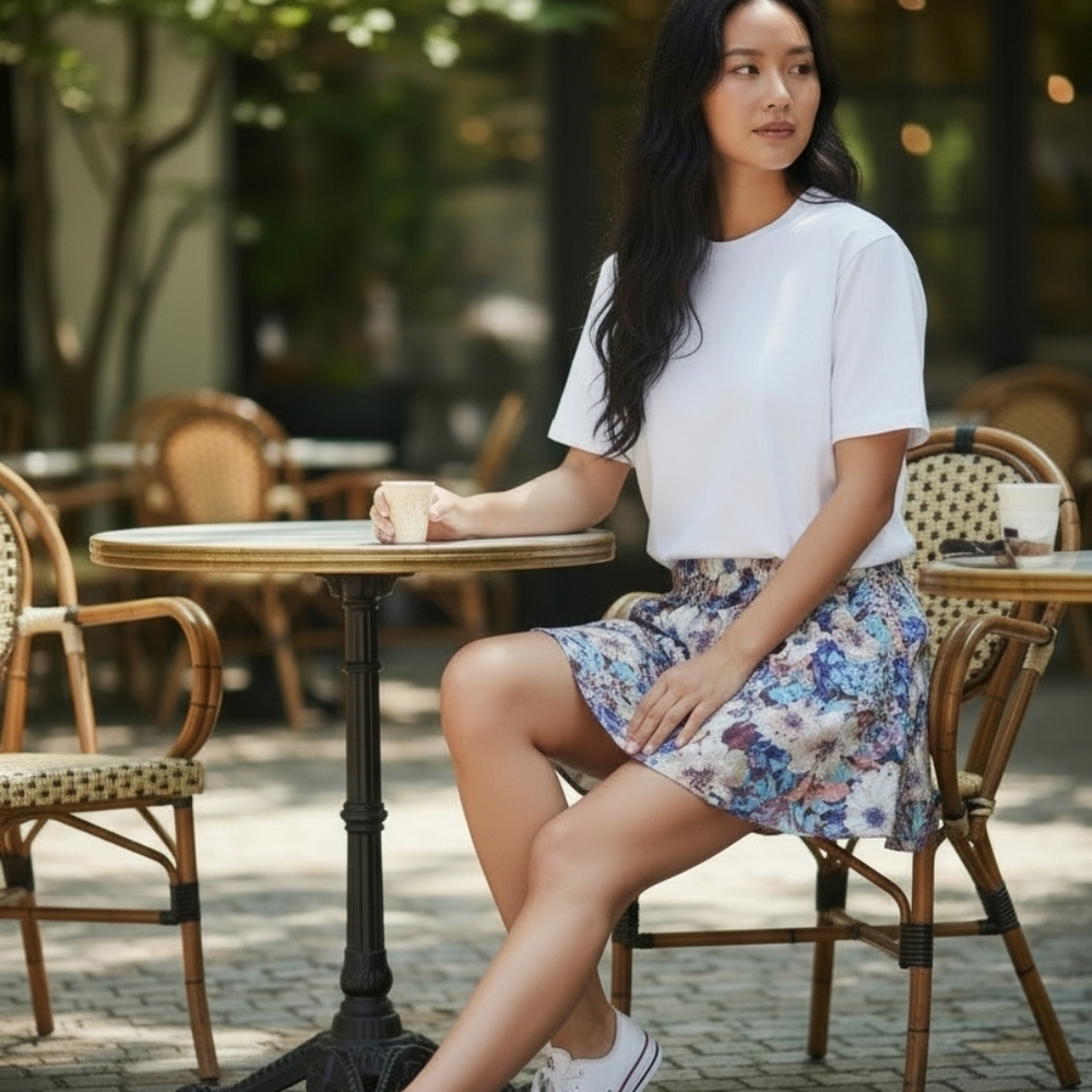 Final Touch Floral Skort - Blue, Purple, Cream